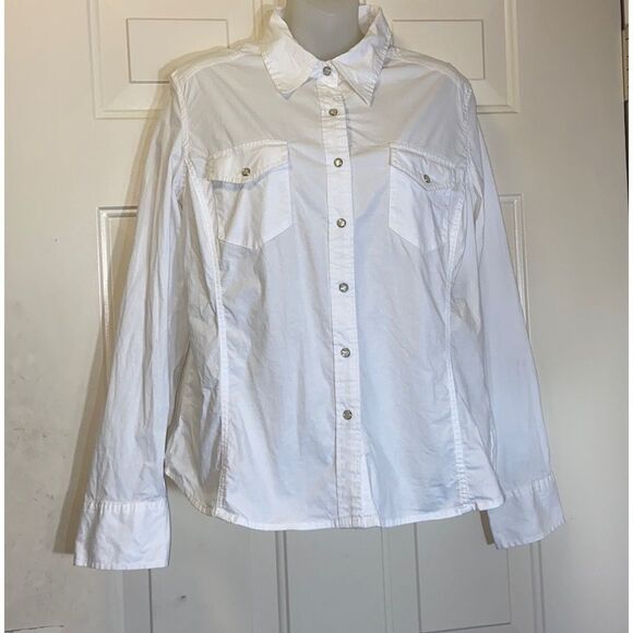 Classic Button-Up by Faded Glory Stretch Blood Size 14 - Picture 12 of 15